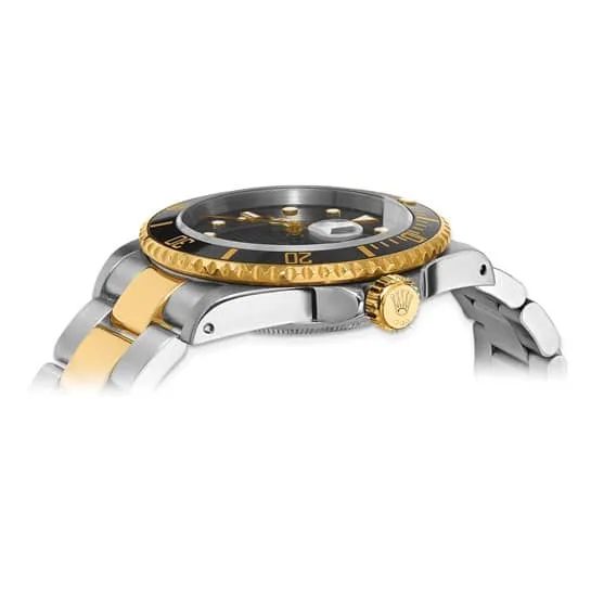 Swiss Crown™ USA Pre-owned Rolex-Independently Certified Steel and 18k Oyster 40mm Submariner Black Dial Watch - Image 2