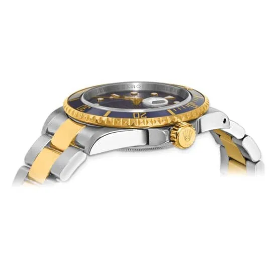 Swiss Crown™ USA Pre-owned Rolex-Independently Certified Steel and 18k Oyster 40mm Submariner Blue Dial Watch - Image 2